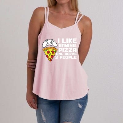 I Like Gaming Pizza And Maybe Like 3 People Gift Women's Strappy Tank