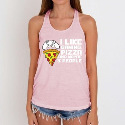 I Like Gaming Pizza And Maybe Like 3 People Gift Women's Knotted Racerback Tank