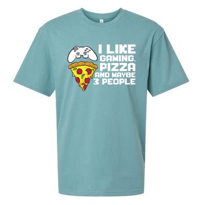 I Like Gaming Pizza And Maybe Like 3 People Gift Sueded Cloud Jersey T-Shirt