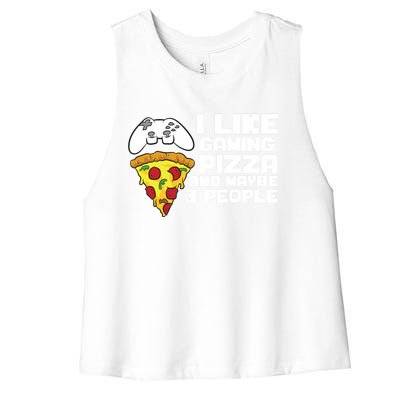 I Like Gaming Pizza And Maybe Like 3 People Gift Women's Racerback Cropped Tank