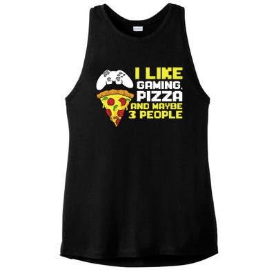 I Like Gaming Pizza And Maybe Like 3 People Gift Ladies PosiCharge Tri-Blend Wicking Tank