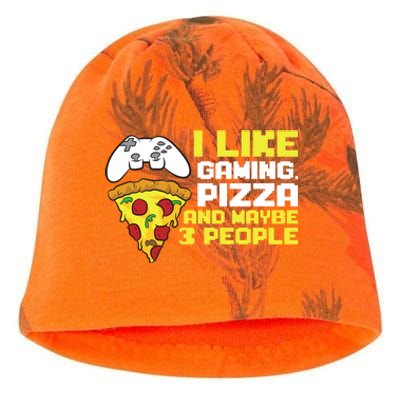 I Like Gaming Pizza And Maybe Like 3 People Gift Kati - Camo Knit Beanie