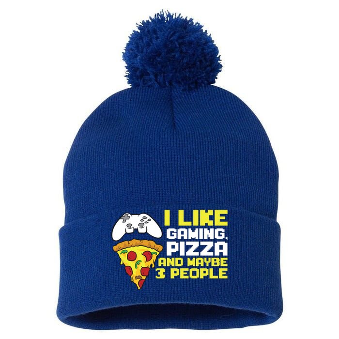 I Like Gaming Pizza And Maybe Like 3 People Gift Pom Pom 12in Knit Beanie