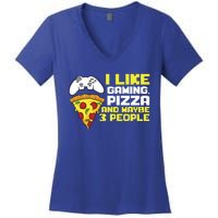 I Like Gaming Pizza And Maybe Like 3 People Gift Women's V-Neck T-Shirt