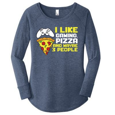 I Like Gaming Pizza And Maybe Like 3 People Gift Women's Perfect Tri Tunic Long Sleeve Shirt