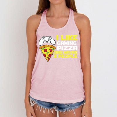 I Like Gaming Pizza And Maybe Like 3 People Gift Women's Knotted Racerback Tank