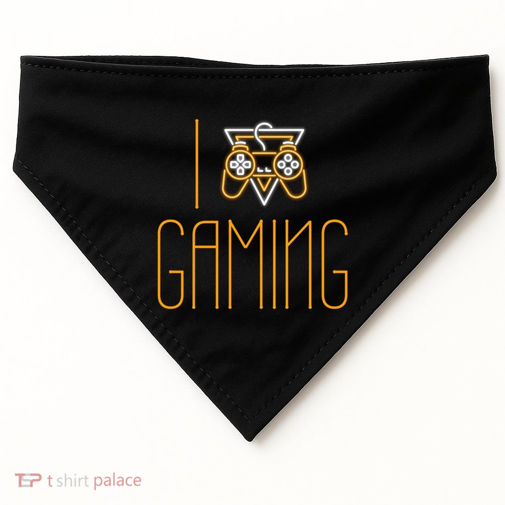 I Love Gaming (Gamer) Gift USA-Made Doggie Bandana