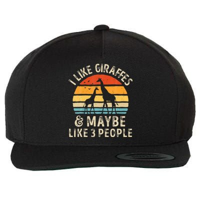 I Like Giraffes And Maybe 3 People Funny Giraffe Lover Retro Wool Snapback Cap