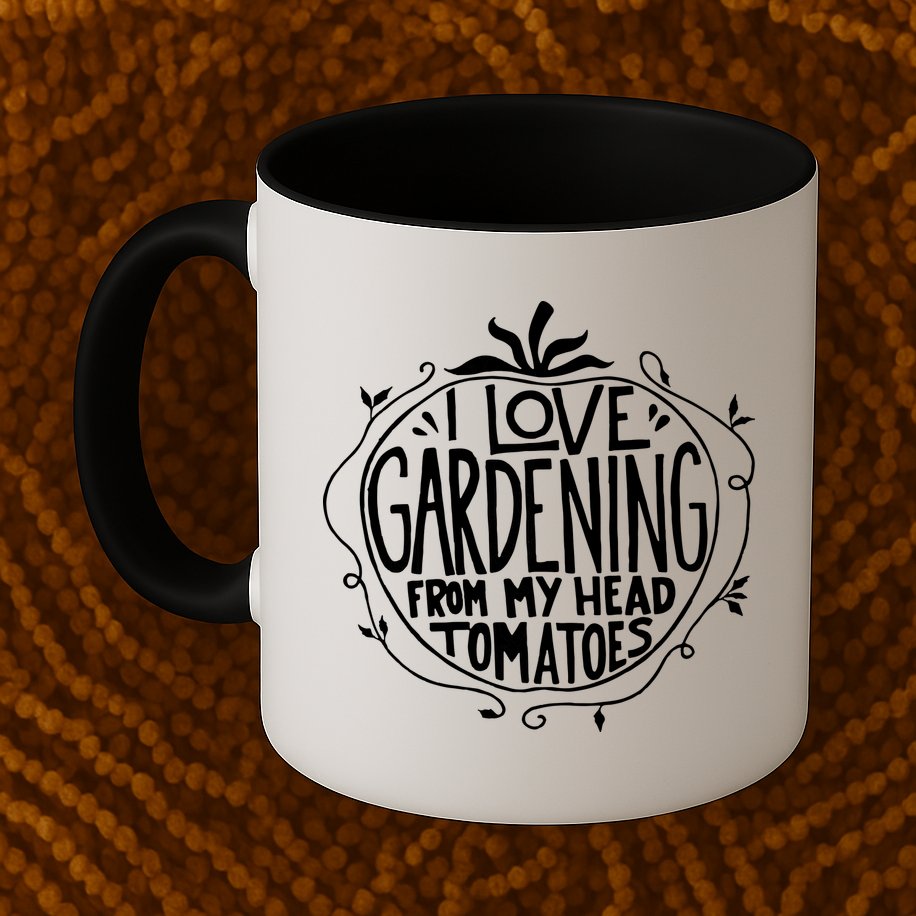 I Love Gardening From My Head Tomatoes Funny Gardener Tee Mug