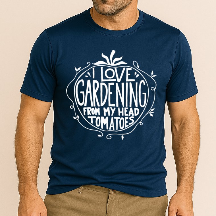 I Love Gardening From My Head Tomatoes Funny Gardener Tee Cooling Performance Crew T-Shirt