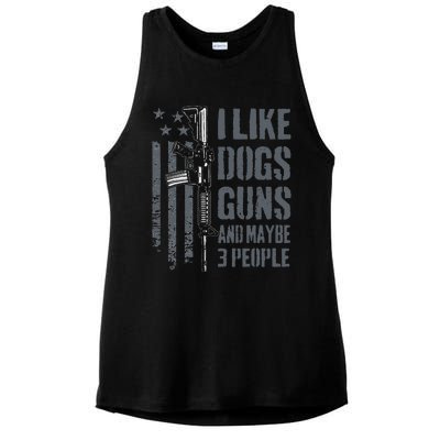 I Like Guns Dogs And Maybe 3 People Funny Dog Lover Gun Ladies PosiCharge Tri-Blend Wicking Tank