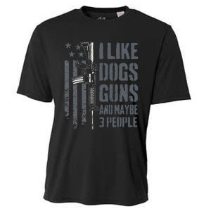 I Like Guns Dogs And Maybe 3 People Funny Dog Lover Gun Cooling Performance Crew T-Shirt