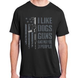 I Like Guns Dogs And Maybe 3 People Funny Dog Lover Gun Adult ChromaSoft Performance T-Shirt