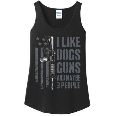 I Like Guns Dogs And Maybe 3 People Funny Dog Lover Gun Ladies Essential Tank