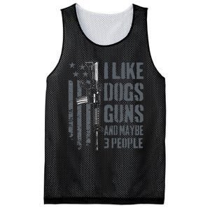 I Like Guns Dogs And Maybe 3 People Funny Dog Lover Gun Mesh Reversible Basketball Jersey Tank