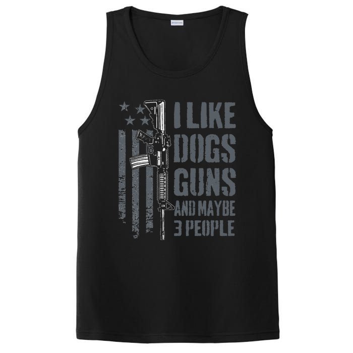 I Like Guns Dogs And Maybe 3 People Funny Dog Lover Gun PosiCharge Competitor Tank