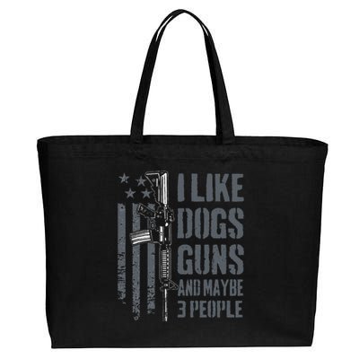 I Like Guns Dogs And Maybe 3 People Funny Dog Lover Gun Cotton Canvas Jumbo Tote