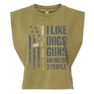 I Like Guns Dogs And Maybe 3 People Funny Dog Lover Gun Garment-Dyed Women's Muscle Tee