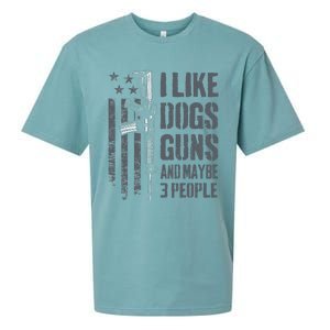 I Like Guns Dogs And Maybe 3 People Funny Dog Lover Gun Sueded Cloud Jersey T-Shirt