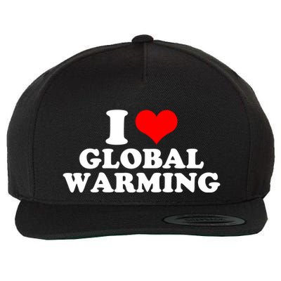 I Love Global Warming Climate Change Wool Snapback Cap