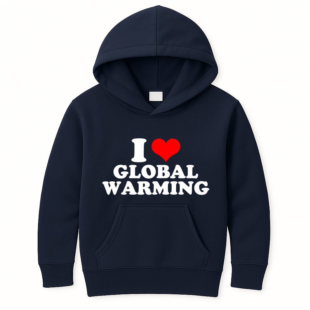 I Love Global Warming Climate Change Kids Hoodie
