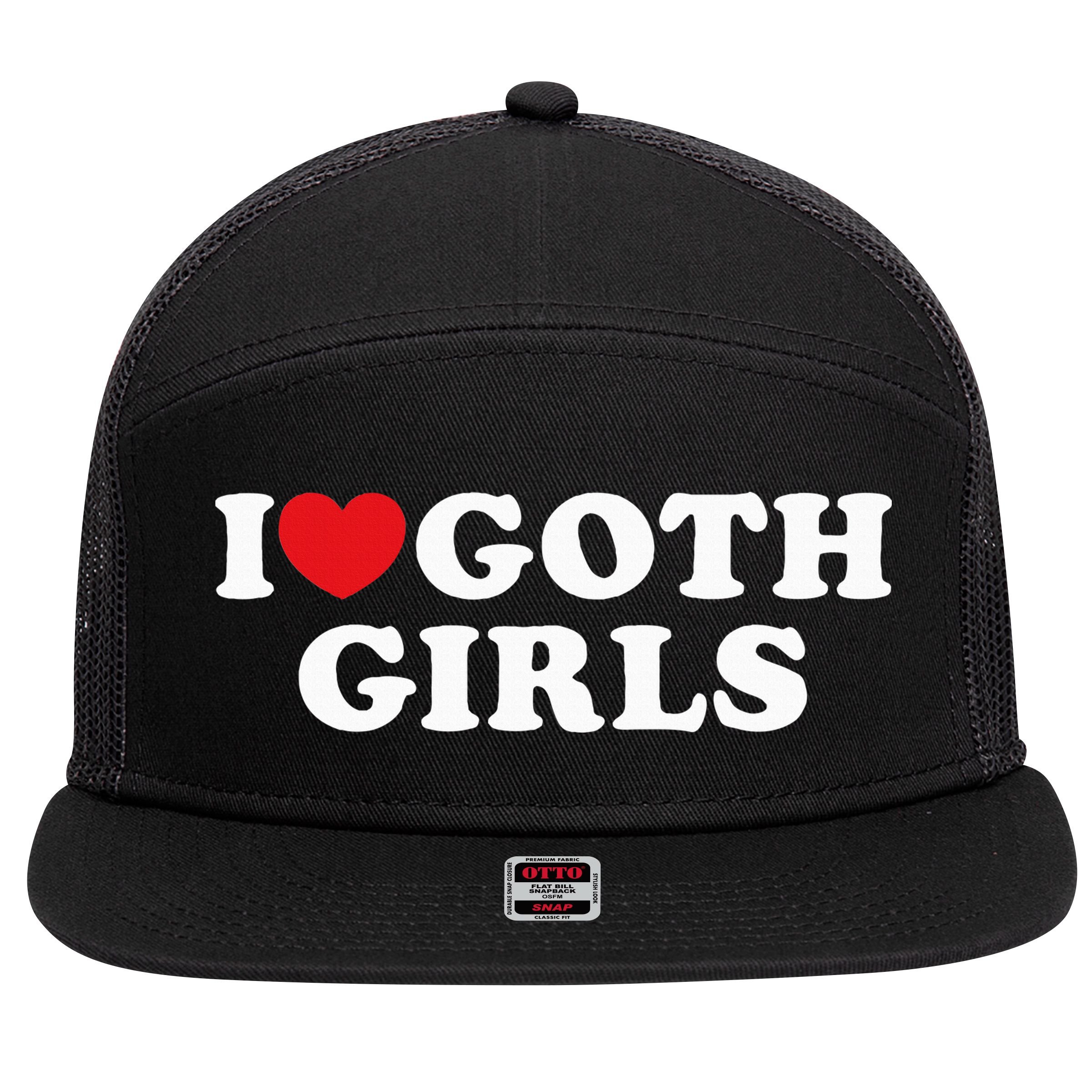 I Love Goth I Heart Goth 7 Panel Mesh Trucker Snapback Hat