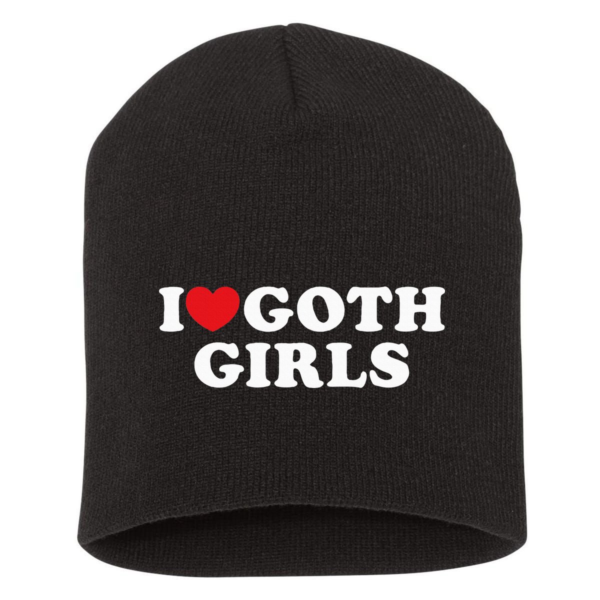 I Love Goth I Heart Goth Short Acrylic Beanie