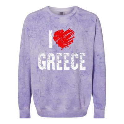 I Love Greece Greeks Pride Patriotic Gift Colorblast Crewneck Sweatshirt