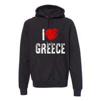 I Love Greece Greeks Pride Patriotic Gift Premium Hoodie