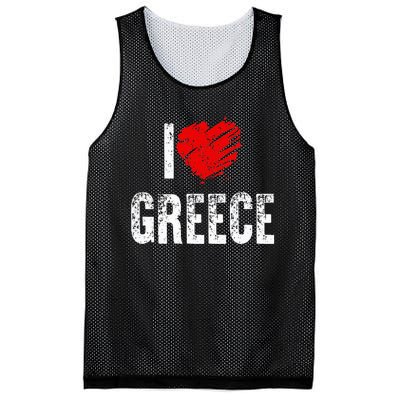 I Love Greece Greeks Pride Patriotic Gift Mesh Reversible Basketball Jersey Tank