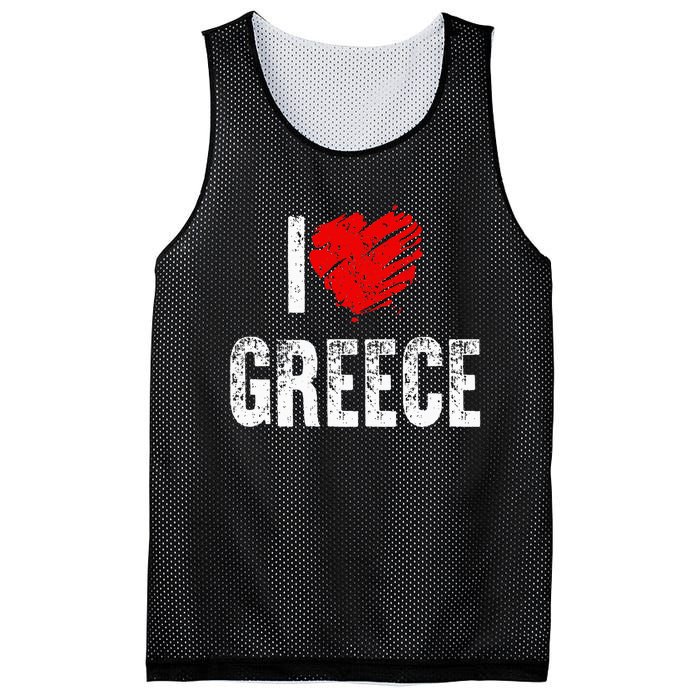 I Love Greece Greeks Pride Patriotic Gift Mesh Reversible Basketball Jersey Tank