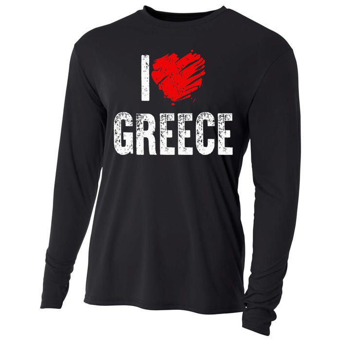 I Love Greece Greeks Pride Patriotic Gift Cooling Performance Long Sleeve Crew