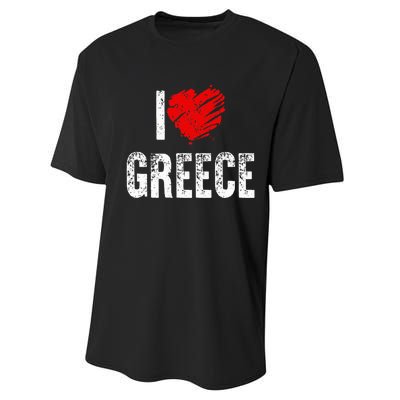 I Love Greece Greeks Pride Patriotic Gift Performance Sprint T-Shirt