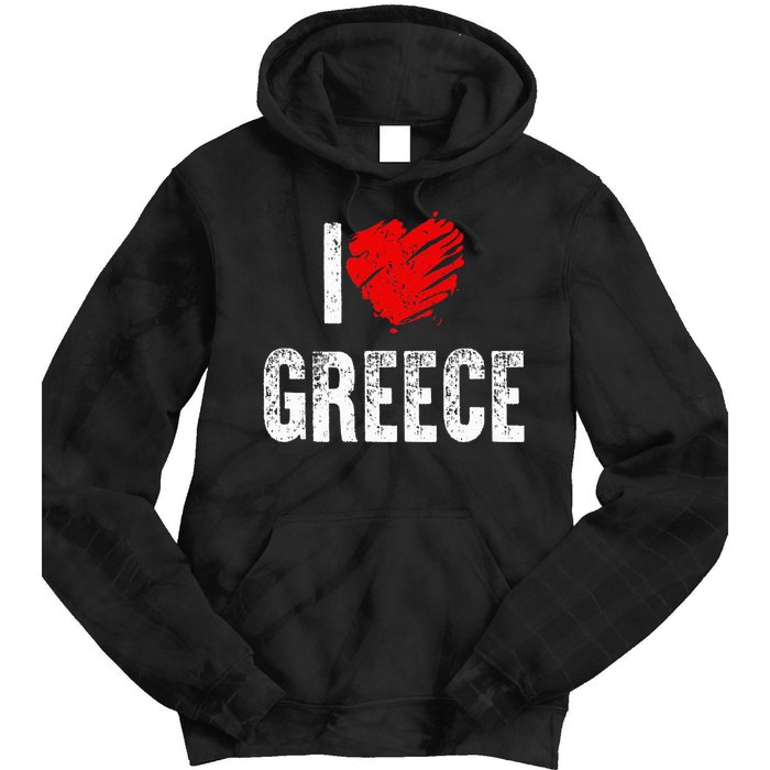 I Love Greece Greeks Pride Patriotic Gift Tie Dye Hoodie