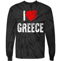 I Love Greece Greeks Pride Patriotic Gift Tie-Dye Long Sleeve Shirt