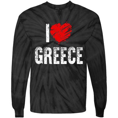 I Love Greece Greeks Pride Patriotic Gift Tie-Dye Long Sleeve Shirt