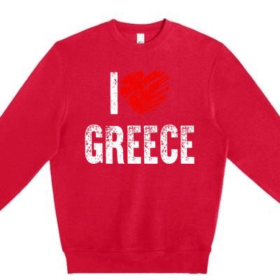 I Love Greece Greeks Pride Patriotic Gift Premium Crewneck Sweatshirt