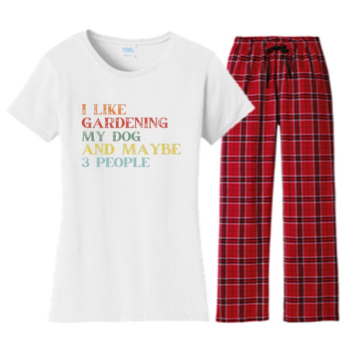 I Like Gardening My Dog Maybe 3 People Vintage Gardening Tank Top Women's Flannel Pajama Set