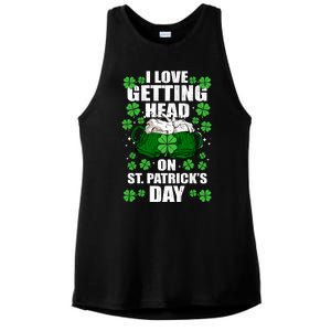 I Love Getting Head On St Patrick's Day Funny Holiday Ladies PosiCharge Tri-Blend Wicking Tank