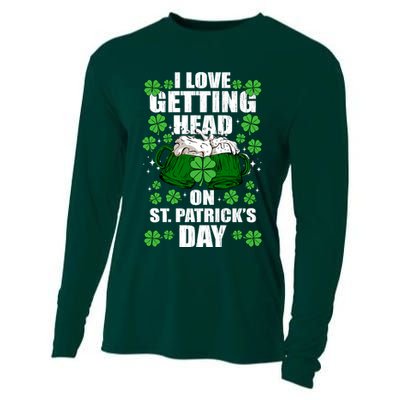I Love Getting Head On St Patrick's Day Funny Holiday Cooling Performance Long Sleeve Crew