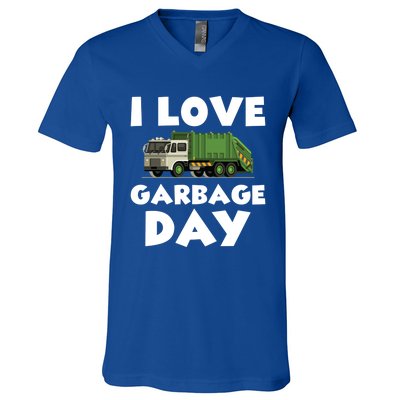 I Love Garbage Day Trash Truck Gift V-Neck T-Shirt