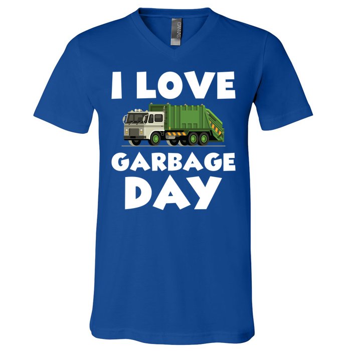 I Love Garbage Day Trash Truck Gift V-Neck T-Shirt