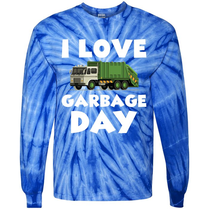 I Love Garbage Day Trash Truck Gift Tie-Dye Long Sleeve Shirt