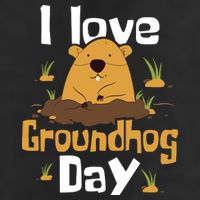 I Love Groundhog Day Funny Woodchuck Groundhog Day 7 Panel Mesh Trucker Snapback Hat