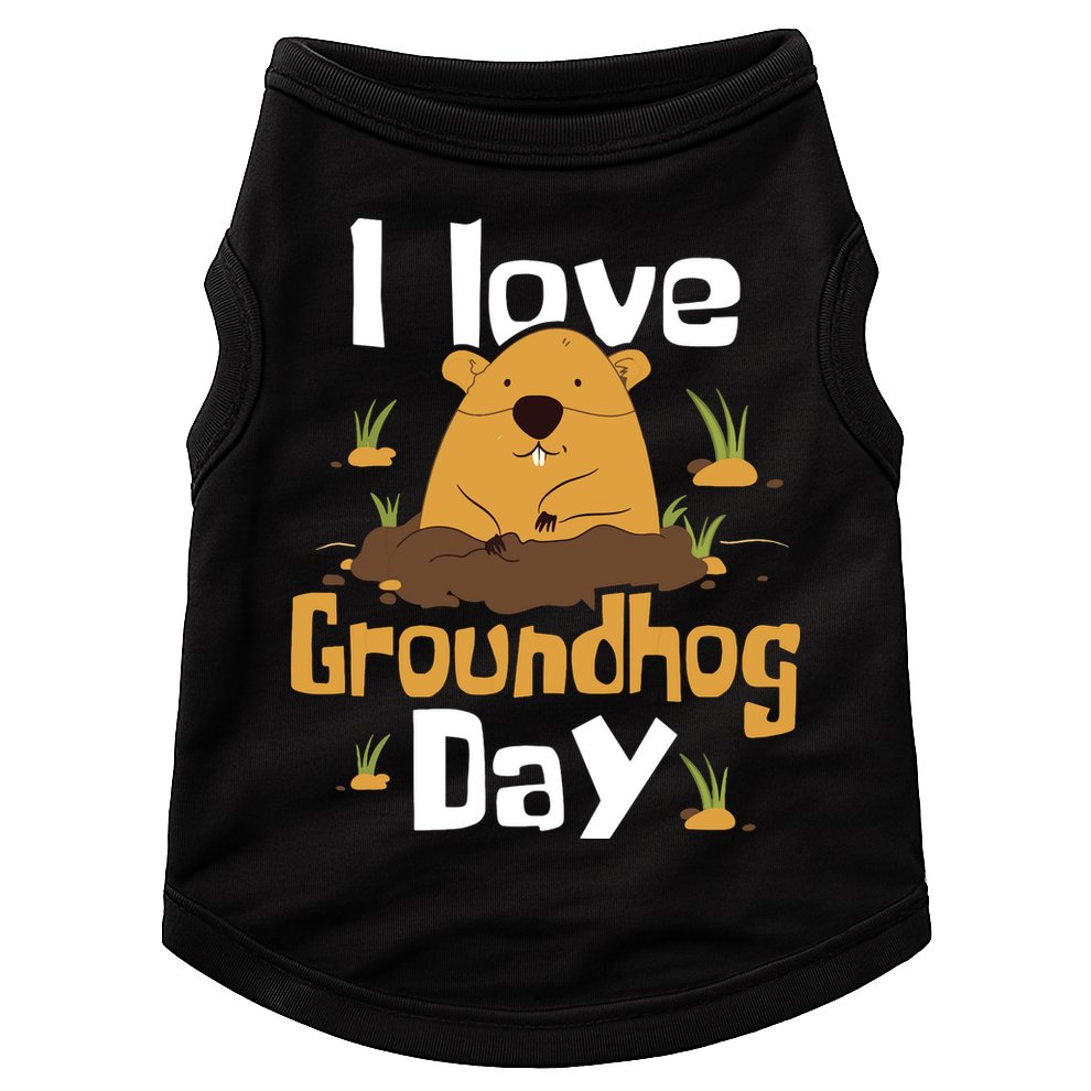 I Love Groundhog Day Funny Woodchuck Groundhog Day Doggie Tank