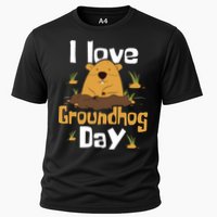 I Love Groundhog Day Funny Woodchuck Groundhog Day Cooling Performance Crew T-Shirt