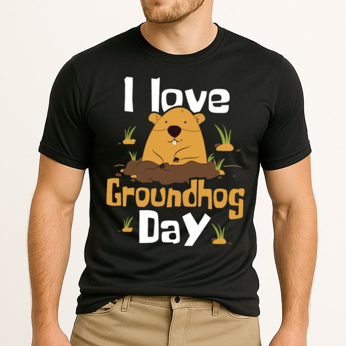 I Love Groundhog Day Funny Woodchuck Groundhog Day Cooling Performance Crew T-Shirt