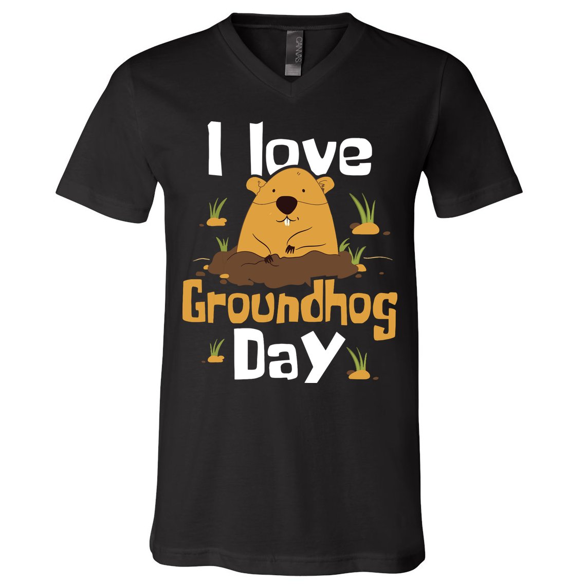 I Love Groundhog Day Funny Woodchuck Groundhog Day V-Neck T-Shirt