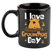 I Love Groundhog Day Funny Woodchuck Groundhog Day 11oz C Handle Ceramic Mug