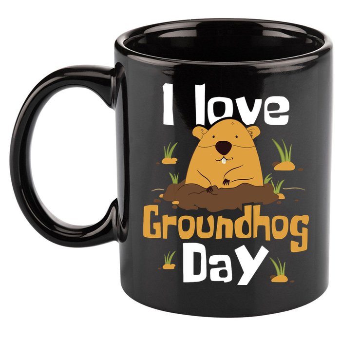 I Love Groundhog Day Funny Woodchuck Groundhog Day 11oz C Handle Ceramic Mug